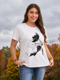 Black and White Leaves Women's T-Shirt