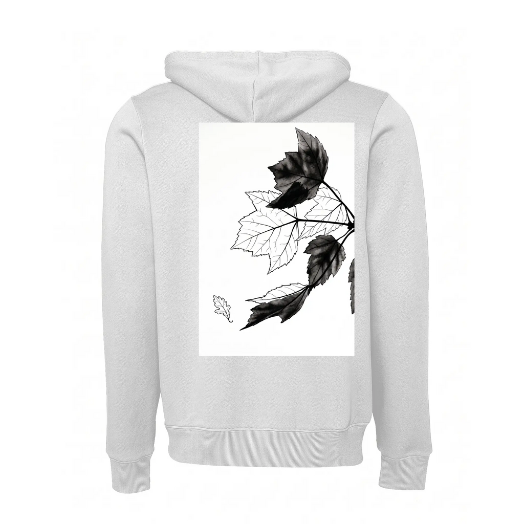 Black and White Leaves Zip Hoodie
