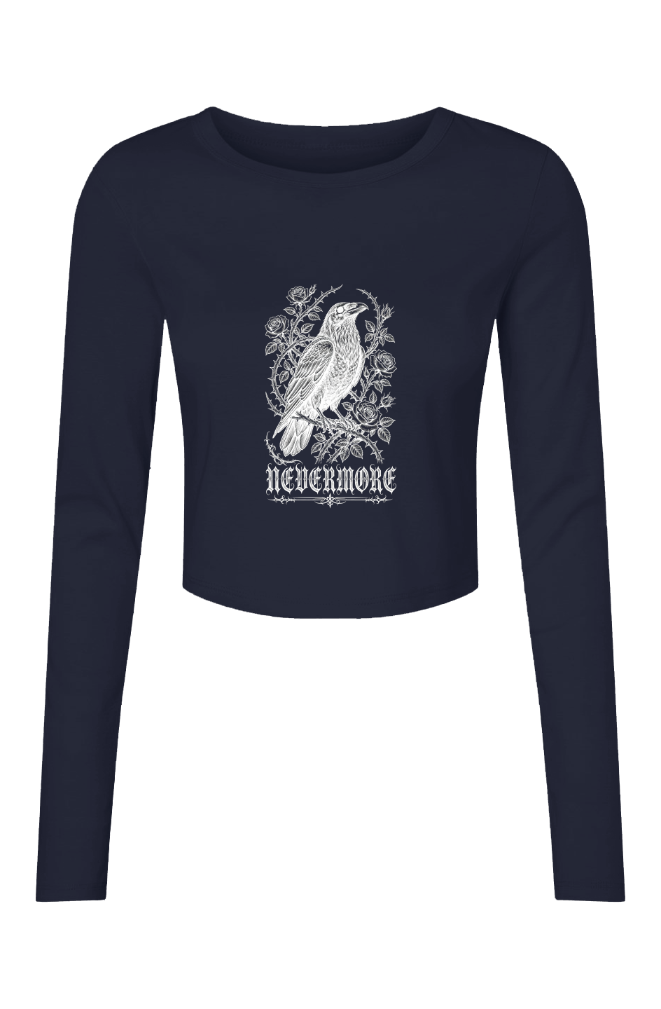 Nevermore Women's Long Sleeve Crop Top