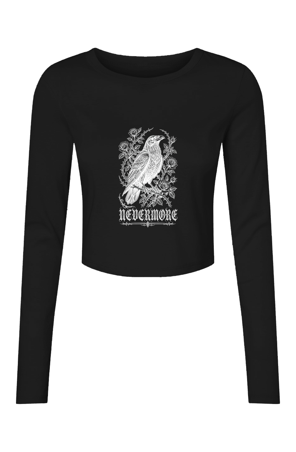 Nevermore Women's Long Sleeve Crop Top