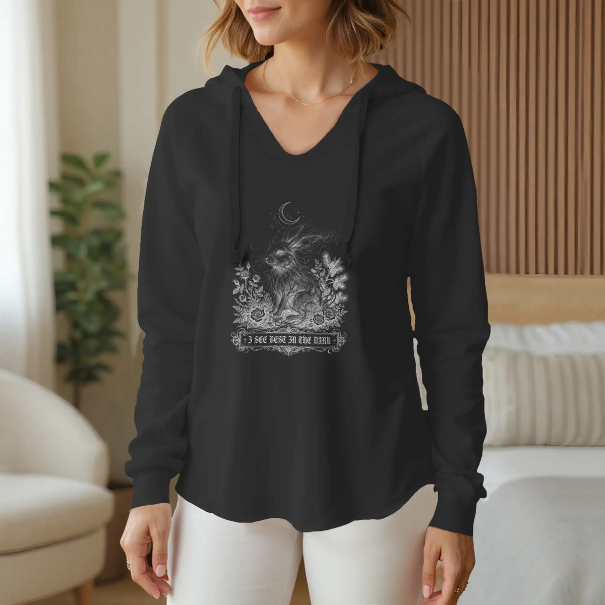 Womens Lightweight Wash Hooded Sweatshirt