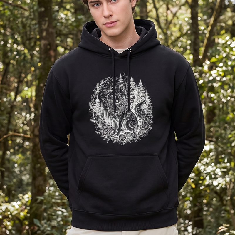 Fox in the Pines Unisex Hooded Sweatshirt