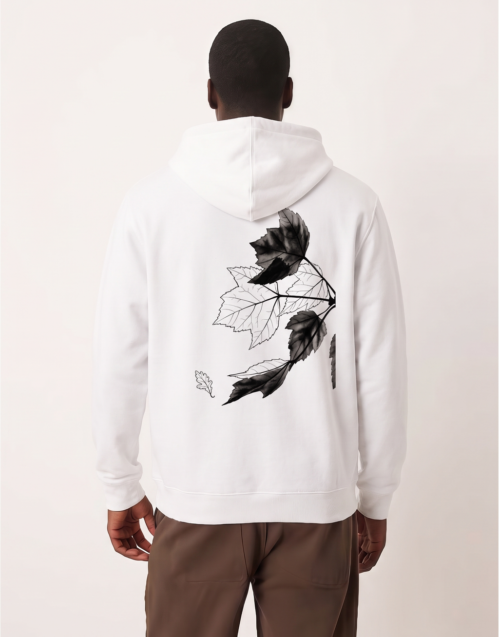 Black and White Leaves Zip Hoodie
