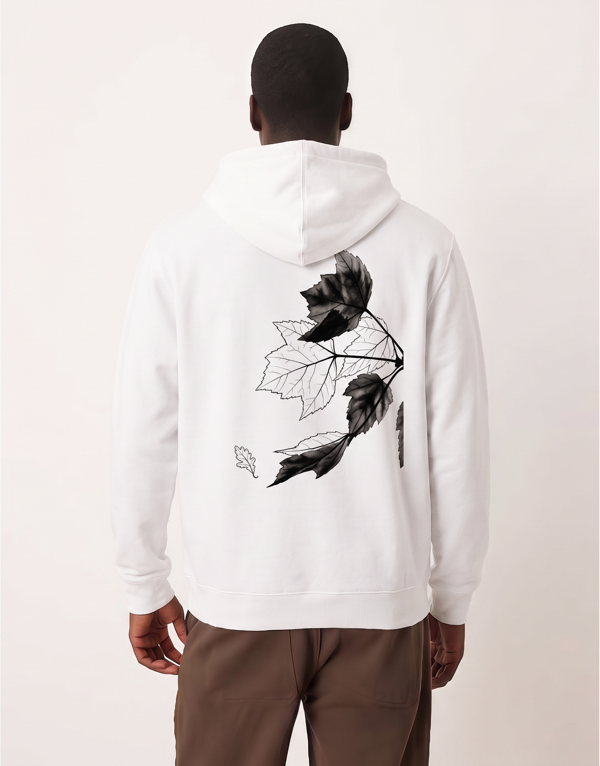 Black and White Leaves Zip Hoodie