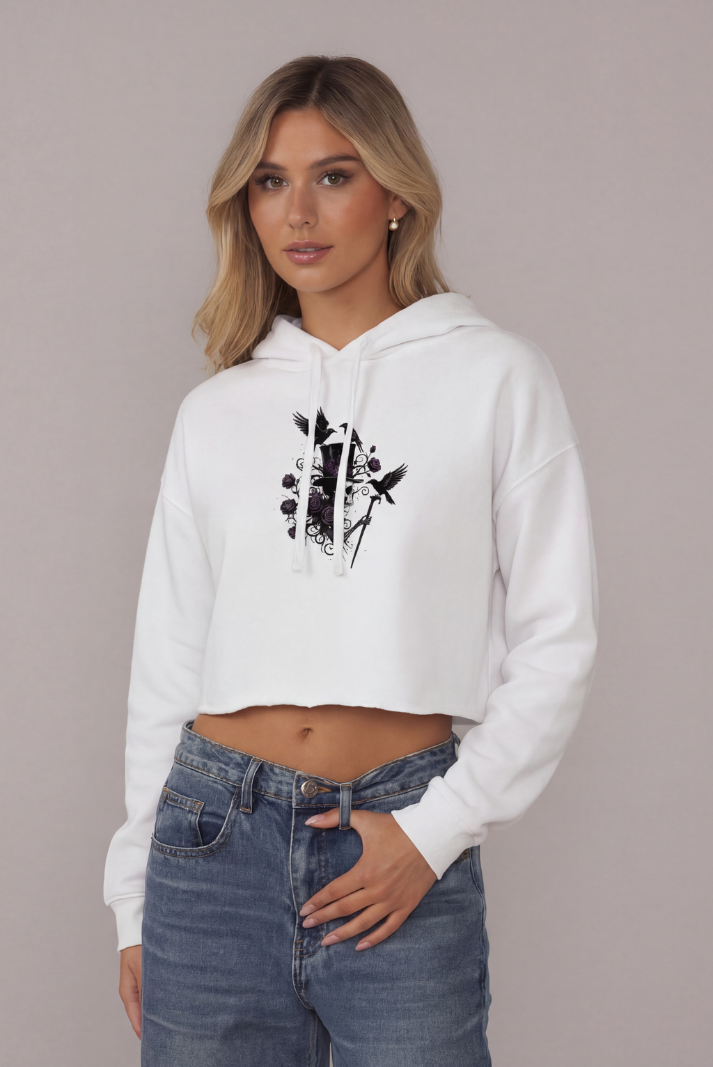 Top Hat Skeleton Lightweight Crop Hoodie