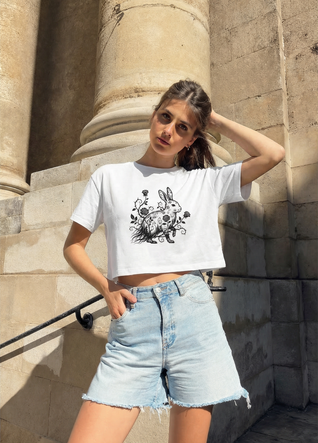 White Rabbit Woman's Crop Top Shirt