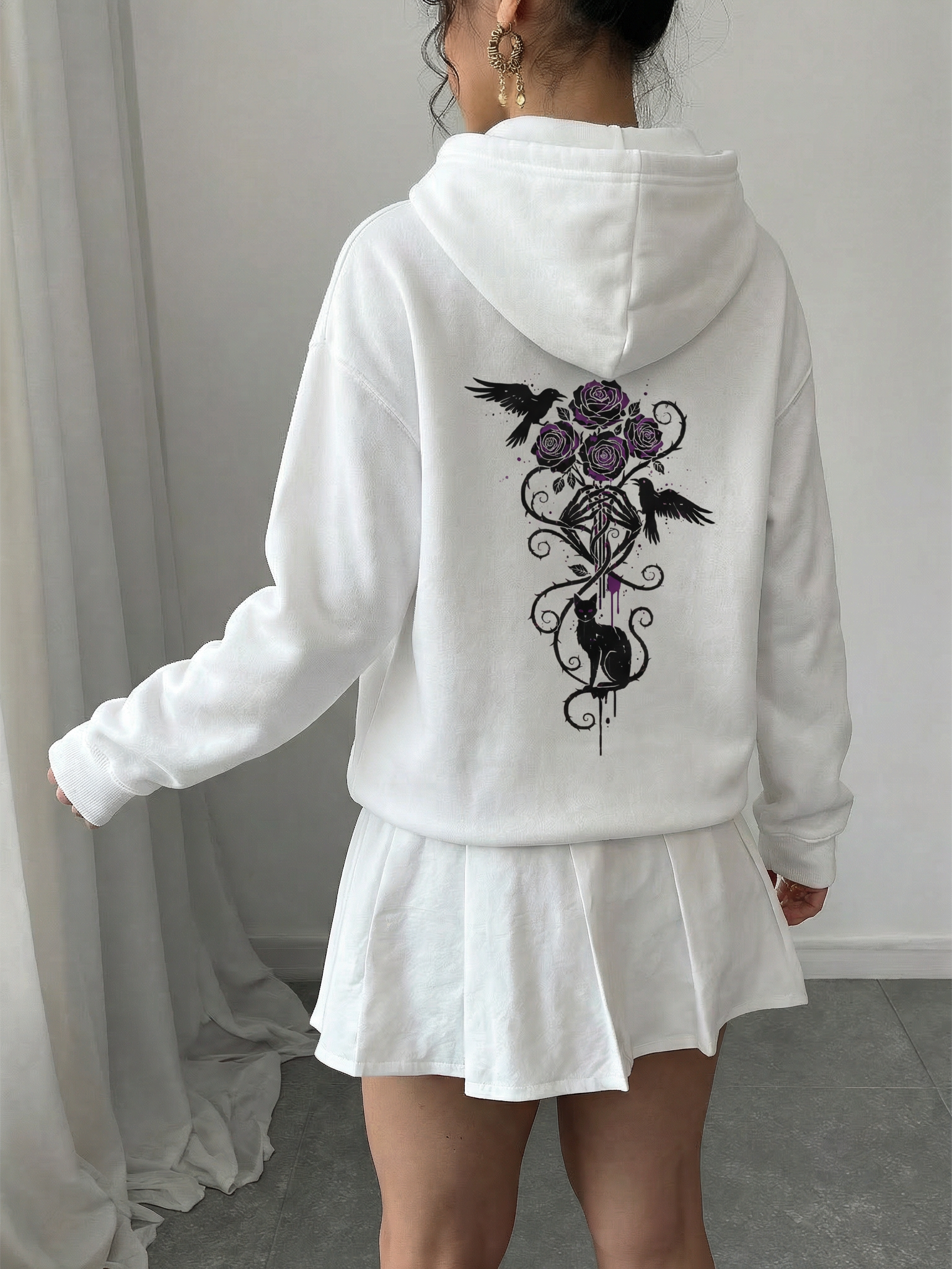 Purple Rose Full Length Hoodie