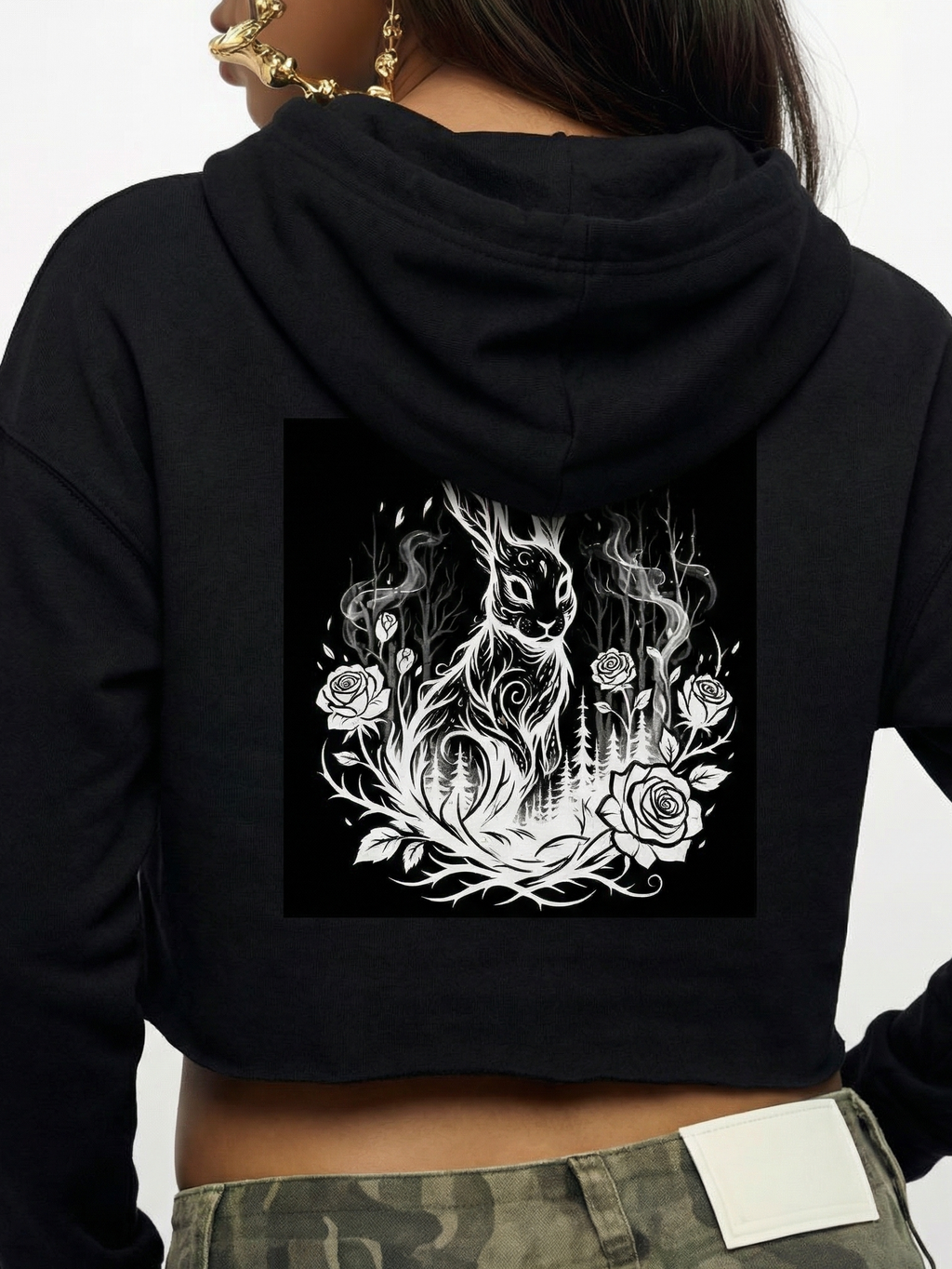 Ghost Rabbit Lightweight Crop Hoodie