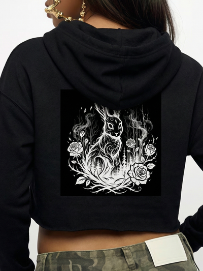 Ghost Rabbit Lightweight Crop Hoodie